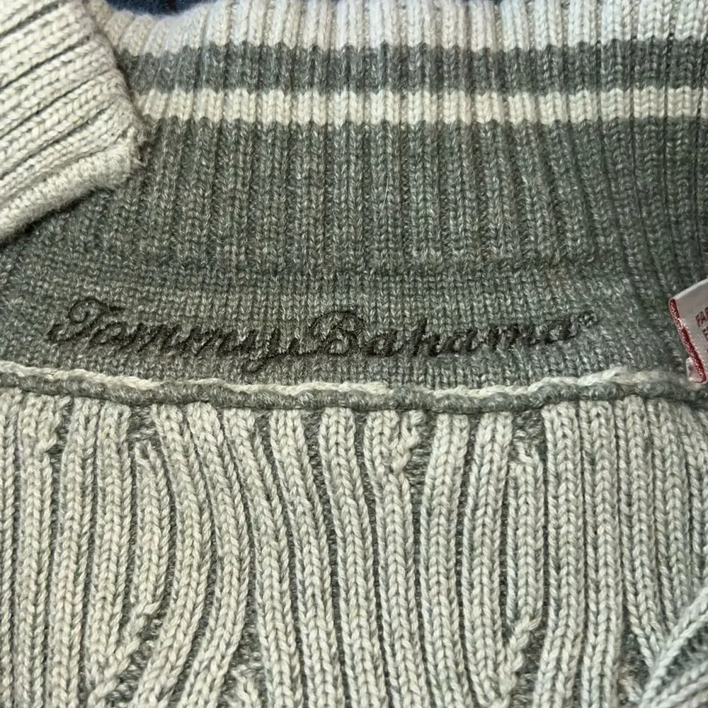 Tommy Bahamas 1/4‎ zip sage green mock turtleneck sweater men's size large